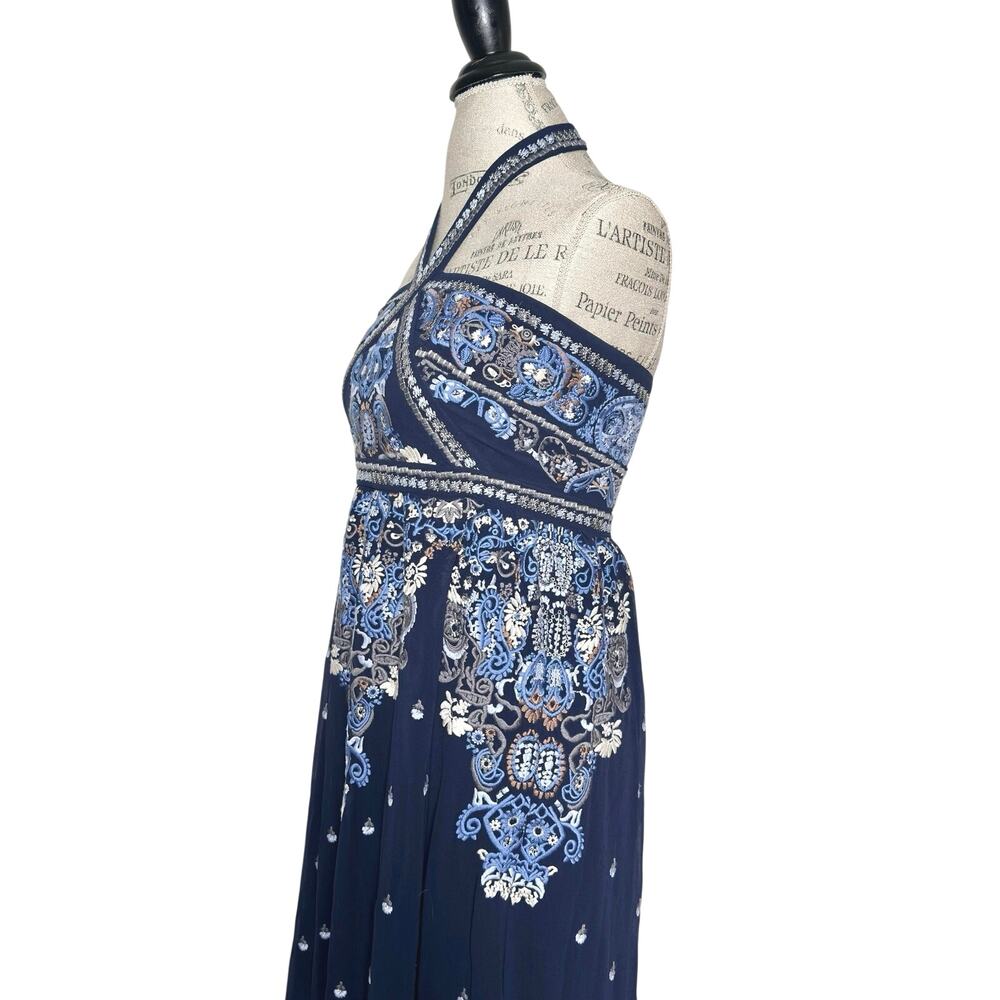 Altar’d State | Women | Corabeth Embroidered Blue Halter Neck Maxi Dress | Small - Picture 6 of 16